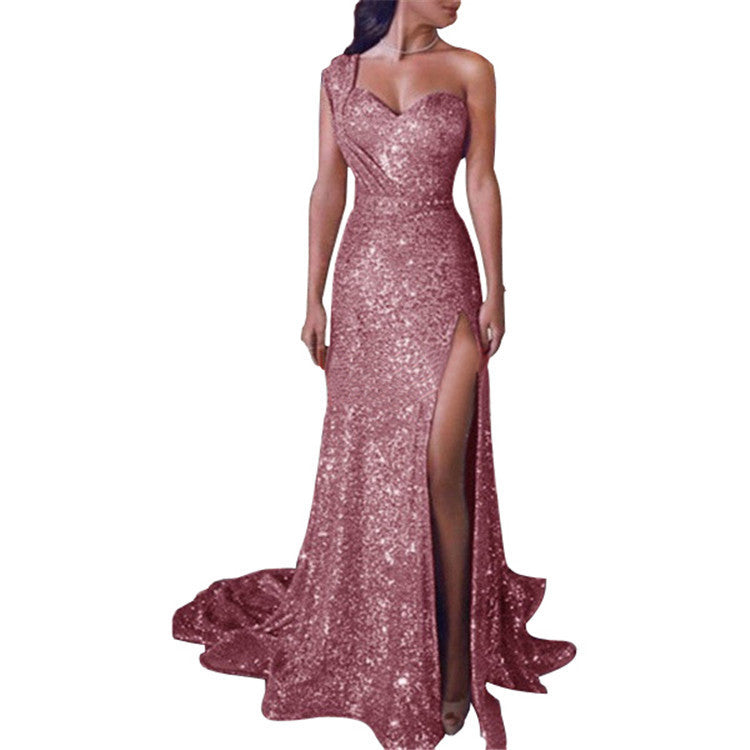 Elarova asymmetrisches ärmelloses Bronzing-Wickelkleid