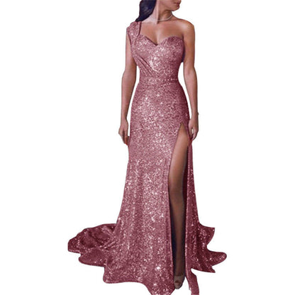 Elarova asymmetrisches ärmelloses Bronzing-Wickelkleid