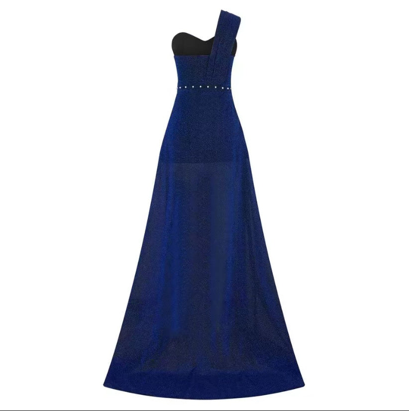 Elarova asymmetrisches ärmelloses Bronzing-Wickelkleid