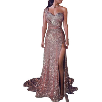 Elarova asymmetrisches ärmelloses Bronzing-Wickelkleid