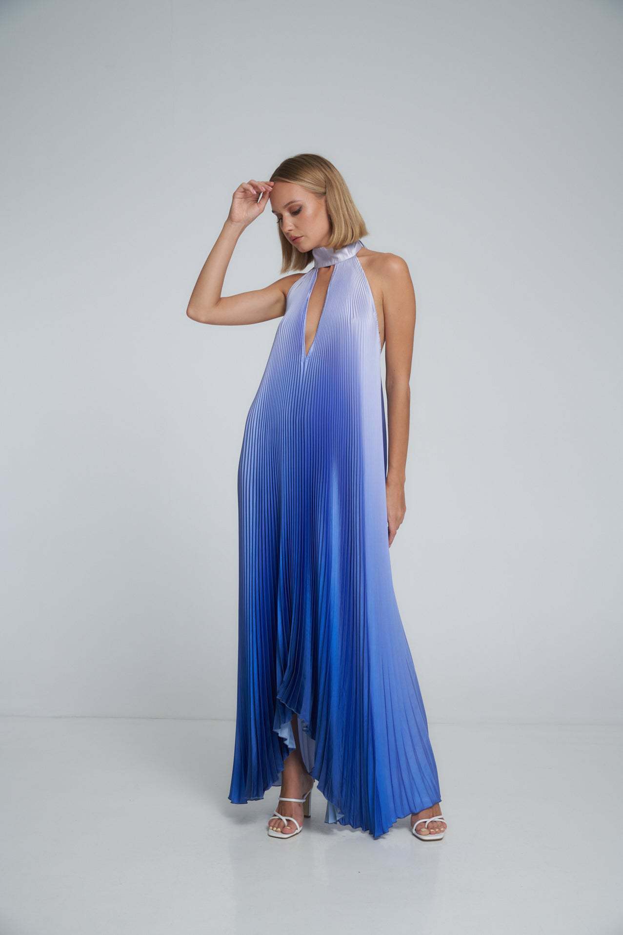 Elarova bedrucktes Swing-Kleid mit tiefem V-Ausschnitt