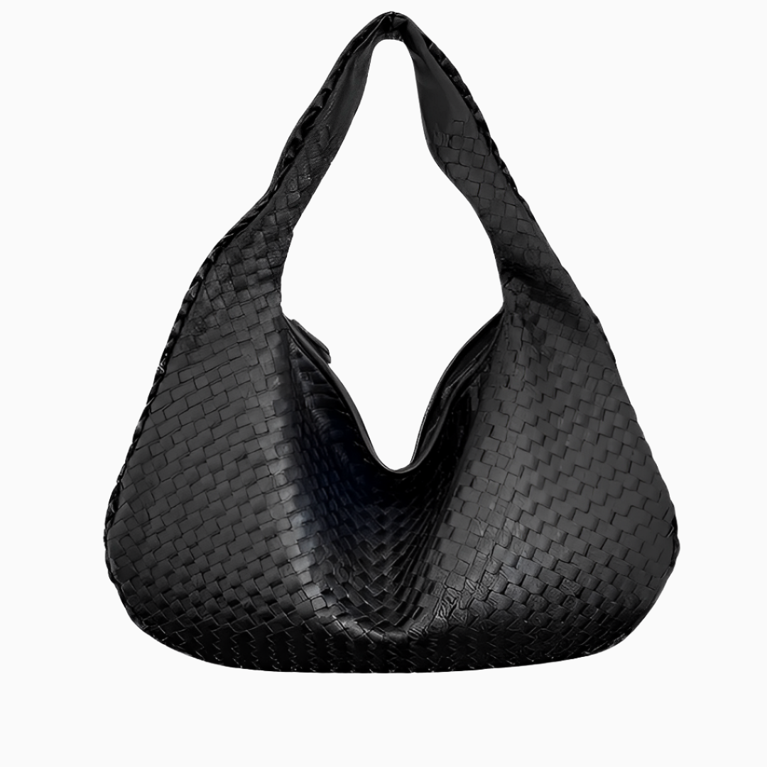 Elegante Damen Lederschultertasche Schwarz - Norvielle