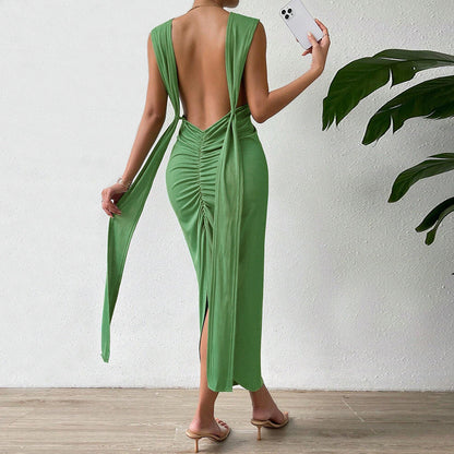 Norvielle Damen Partykleid Spaghettiträger Figurbetont Schwarz - Norvielle