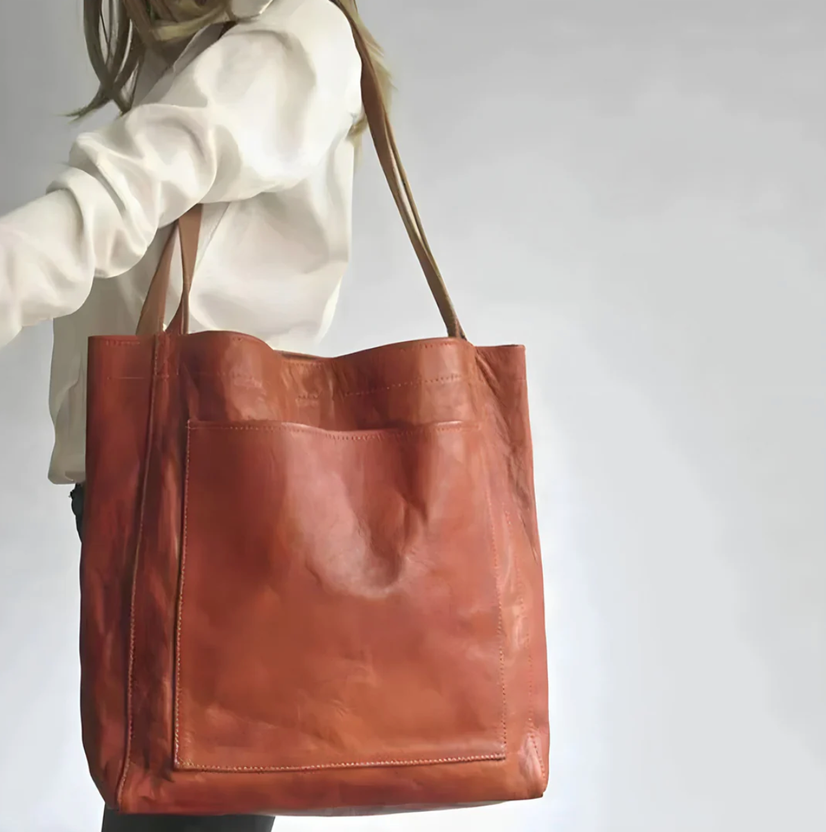 Lederhandtasche Stilvoll Braun - Norvielle