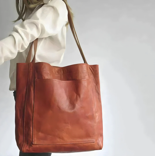 Lederhandtasche Stilvoll Braun - Norvielle