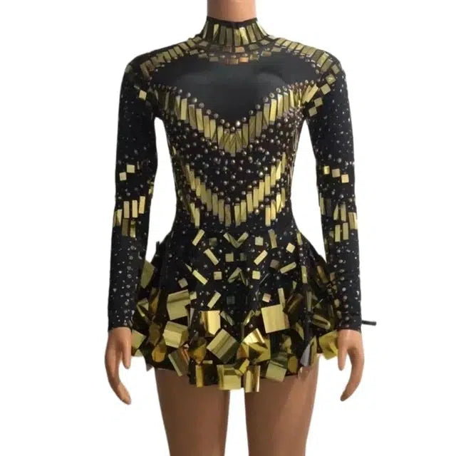 Elarova schwarzes Stretch-Partykleid für Bühne und Tanz