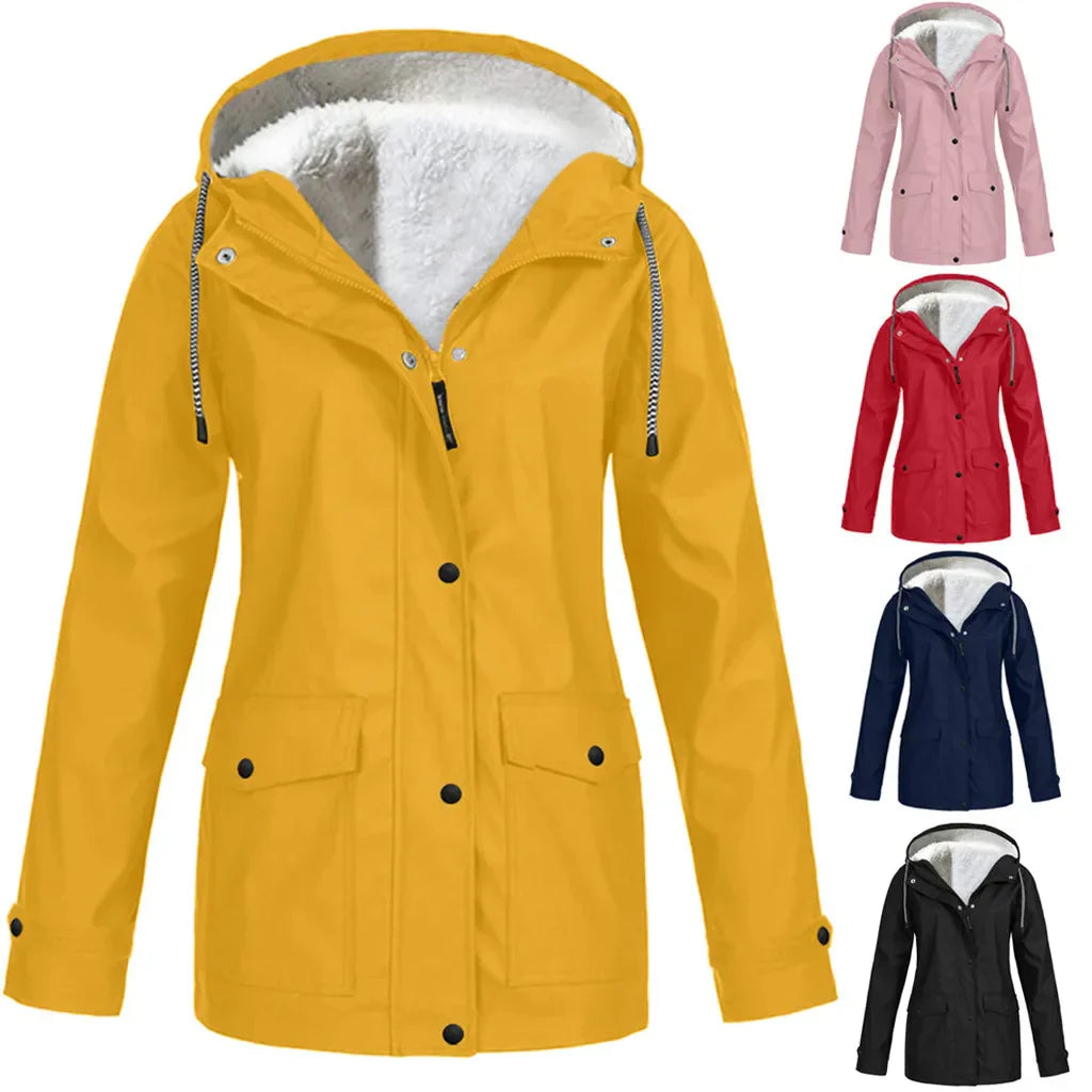 Norvielle Wind- und Wasserdichte Outdoor-Jacke Fleece Schwarz - Norvielle