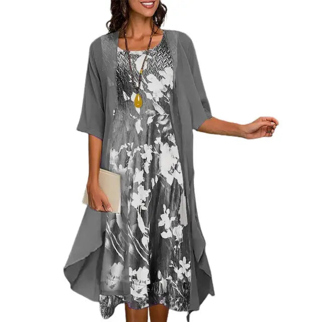 Damen Sommerkleid Blazer-Set