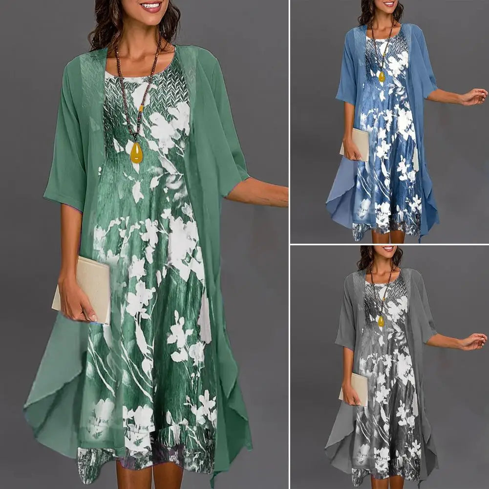 Damen Sommerkleid Blazer-Set