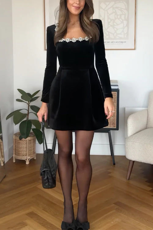 Yassy Damen Velvet-Kleid Elegant