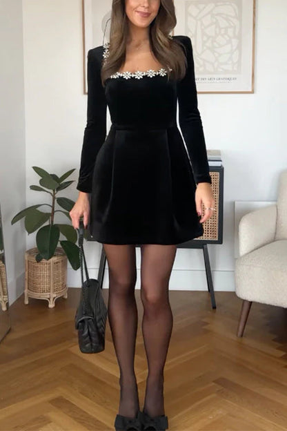 Yassy Damen Velvet-Kleid Elegant