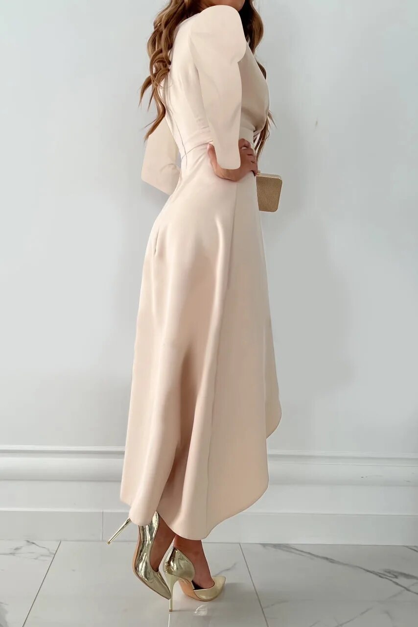 Damen Midi-Kleid V-Ausschnitt Schlitz Etui-Optik