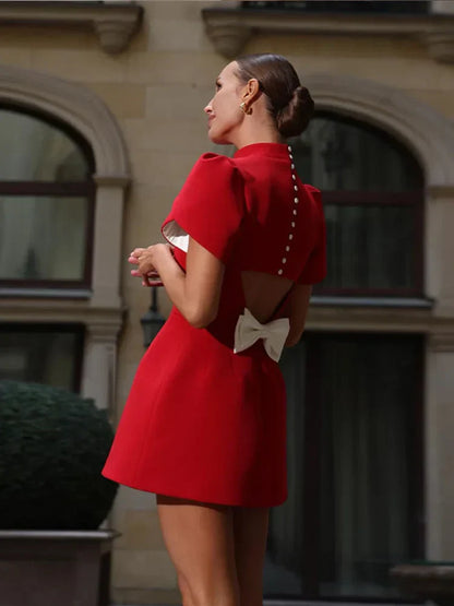 Damen Kleid Kurz Rundhalsausschnitt