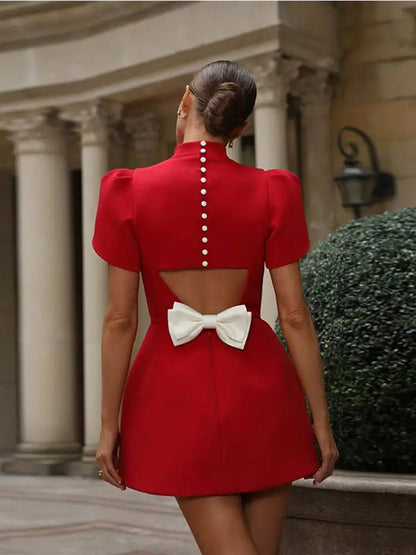 Damen Kleid Kurz Rundhalsausschnitt