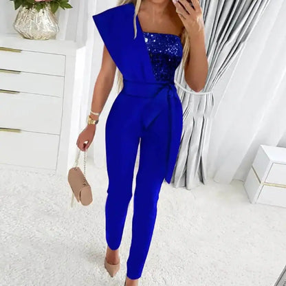 Norvielle Damen Jumpsuit Patchwork Pailletten