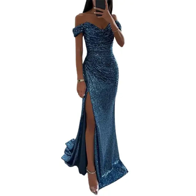 Norvielle Damen Abendkleid Off-Shoulder Elegant