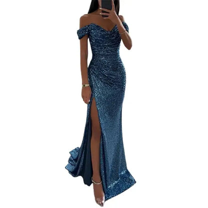 Norvielle Damen Abendkleid Off-Shoulder Elegant