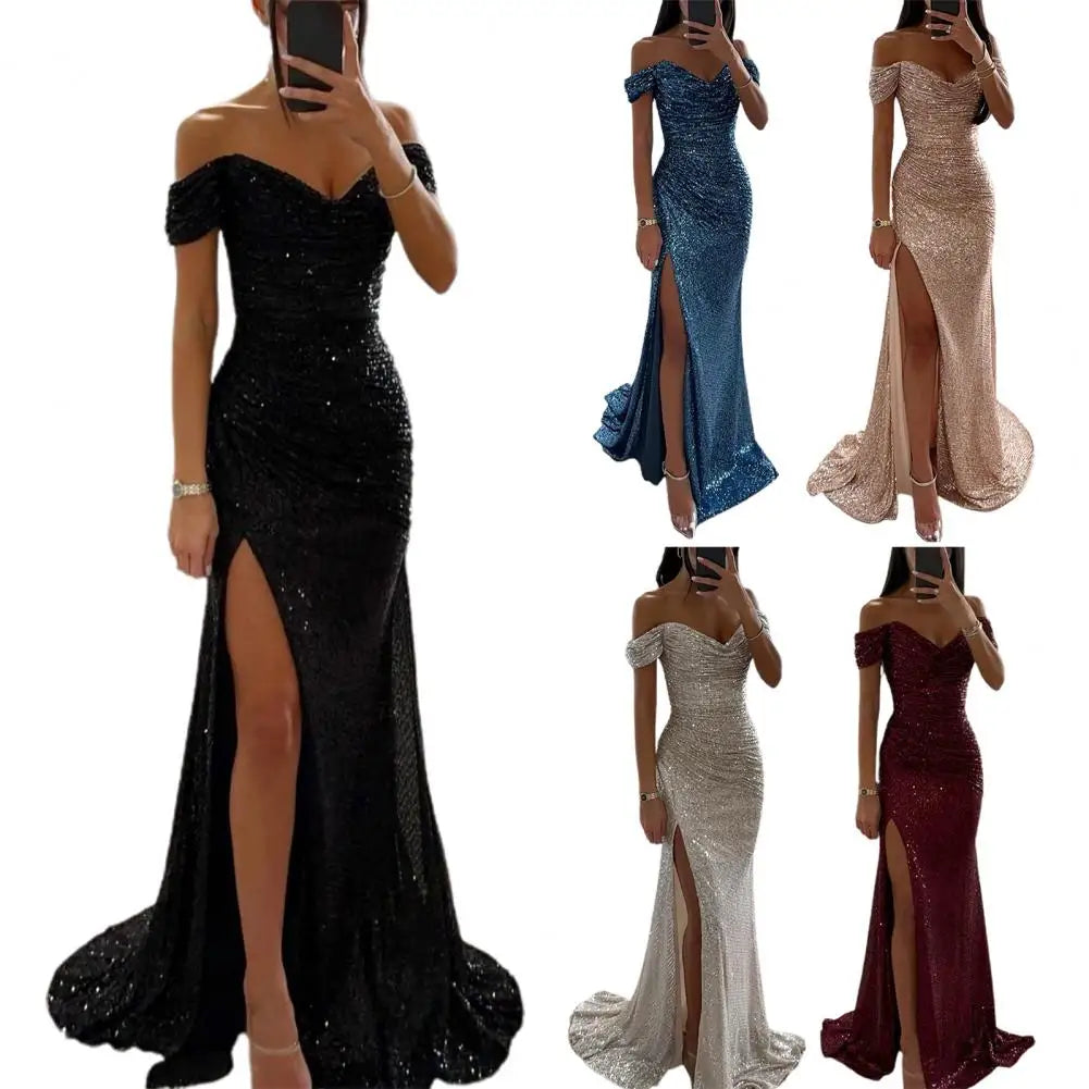Norvielle Damen Abendkleid Off-Shoulder Elegant
