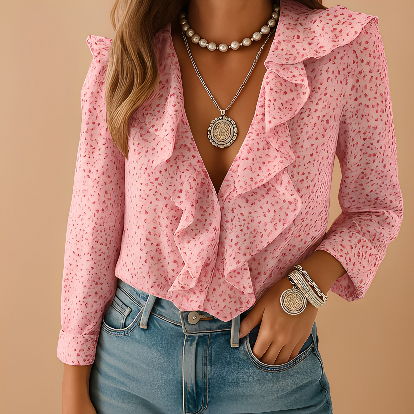 Damenbluse Längsärmelig Ruffles Weiße Bluse nicht explizit genannt,