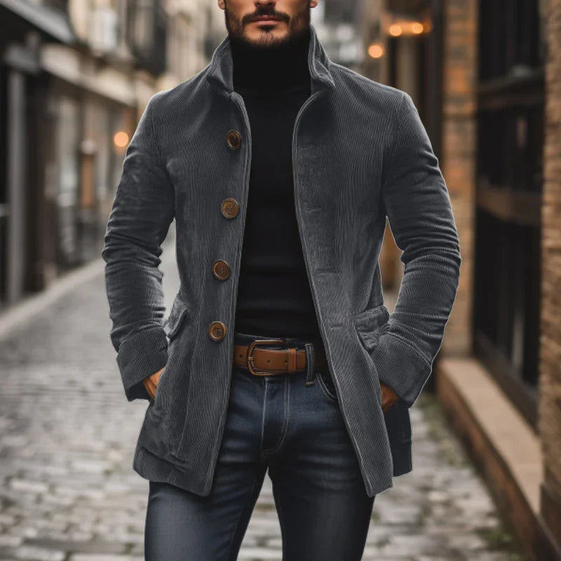Damen Cordjacke Hochkragen Figurbetonter Schnitt