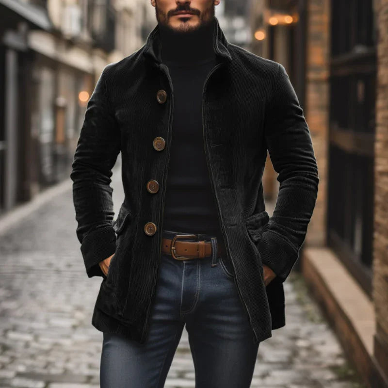 Damen Cordjacke Hochkragen Figurbetonter Schnitt