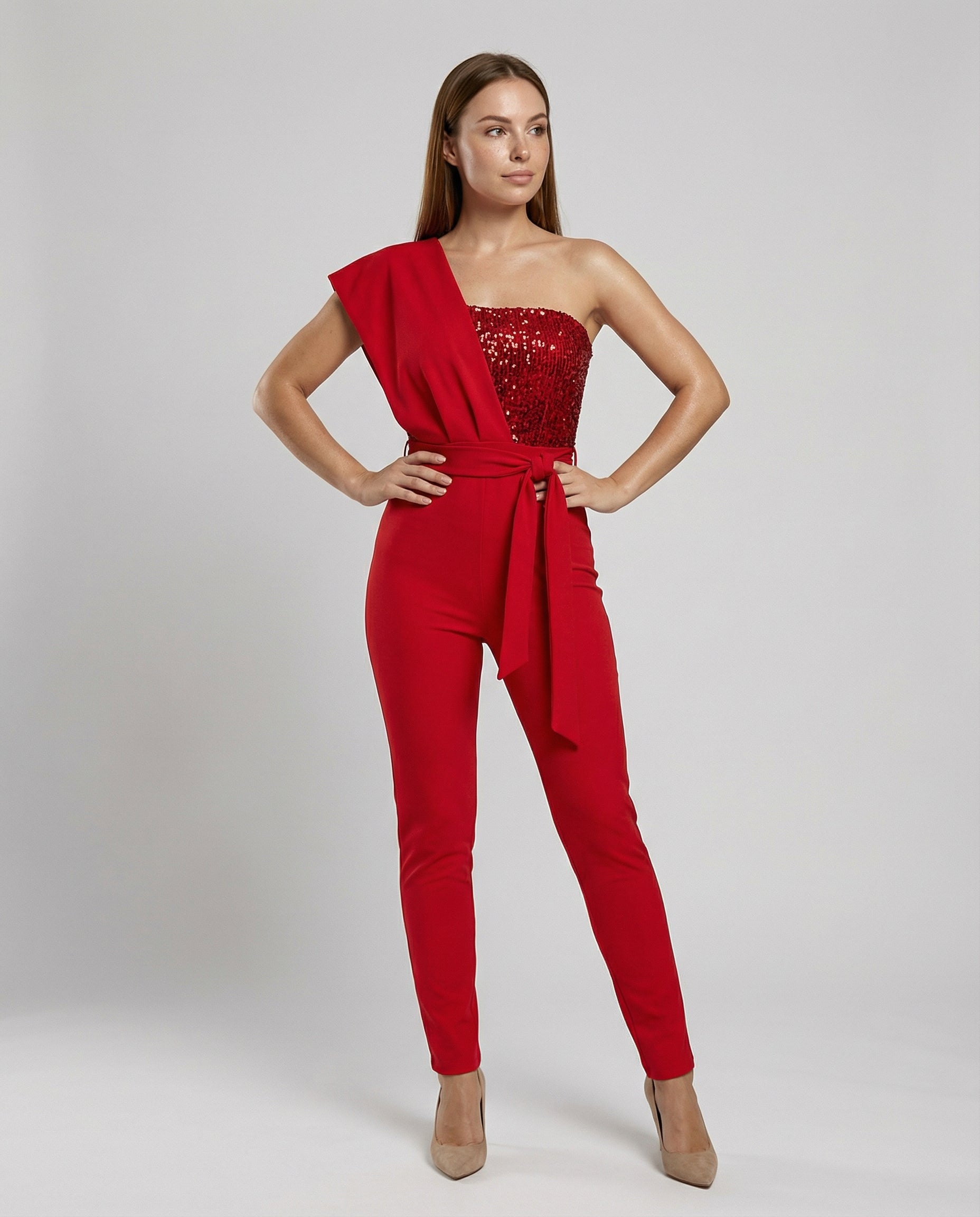 Damen Jumpsuit Pailletten Patchwork - Norvielle