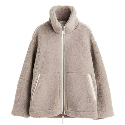 Norvielle Damen Oversized Fleecejacke Stehkragen