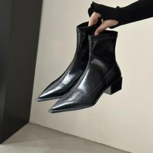 Damen Stiefeletten Spitzes Design Schwarz - Norvielle