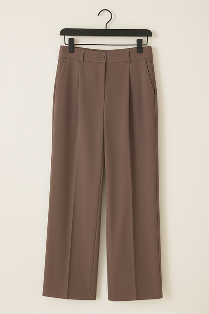 Damen Stoffhose Mit Bundfalten Weites Bein