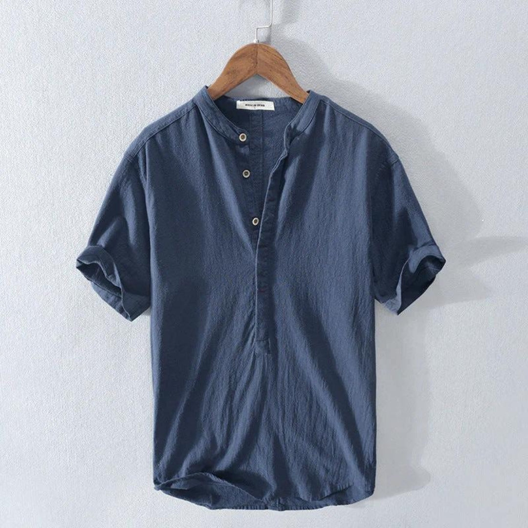 Herren Hemd Stehkragen Elegantes Weiß