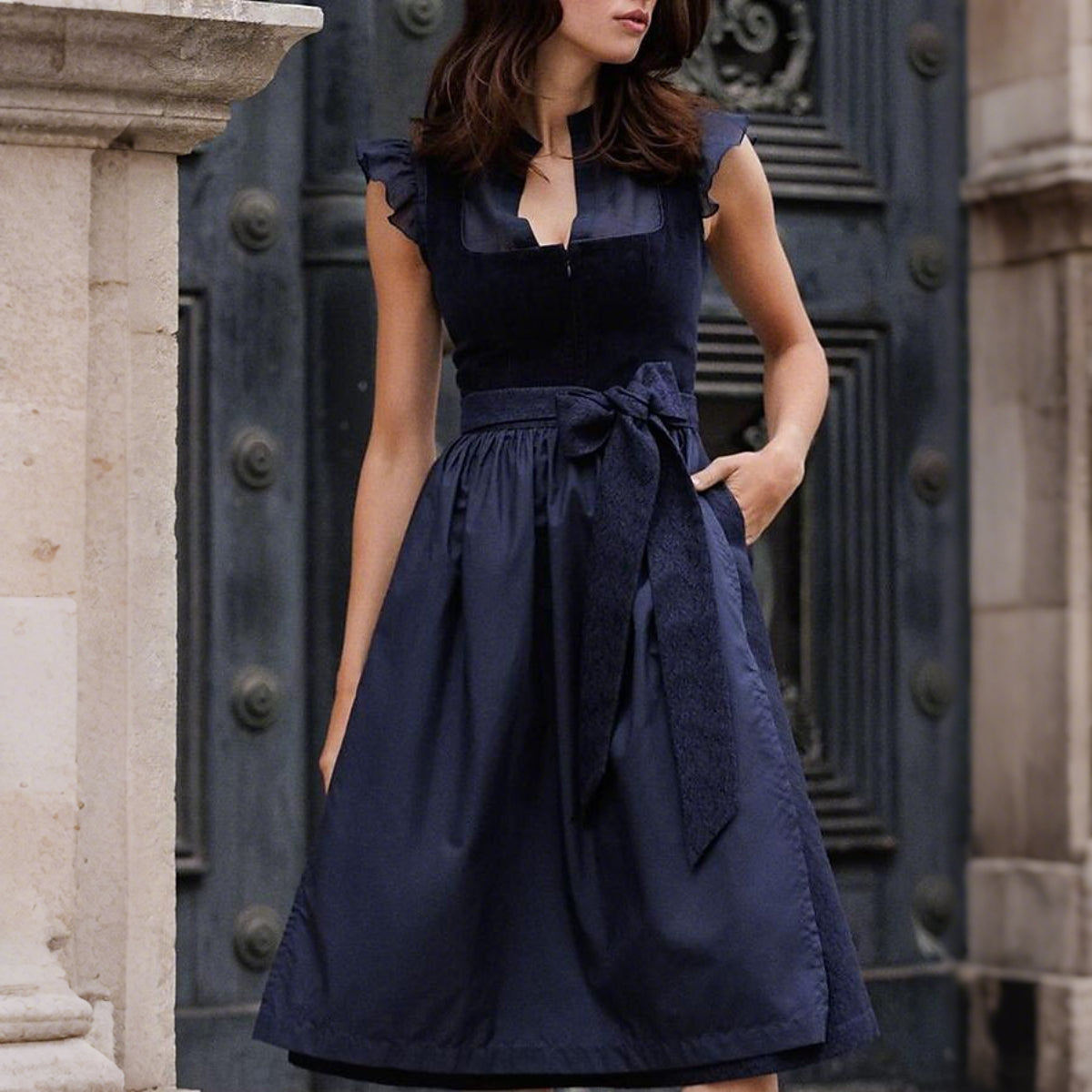 Bayerisches Damen Dirndl Blau mit Schürze - Norvielle