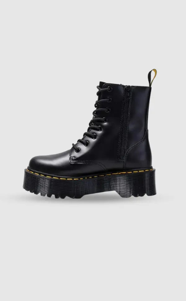 Ella Damen Plateaustiefel Leder Komfort Schwarz - Norvielle