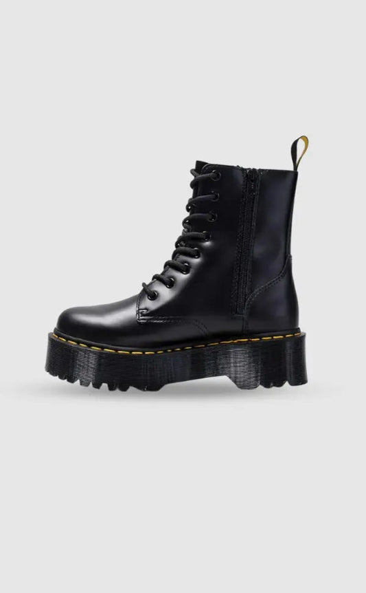 Ella Damen Plateaustiefel Leder Komfort Schwarz - Norvielle