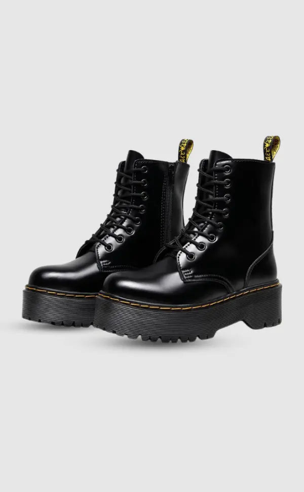 Ella Damen Plateaustiefel Leder Komfort