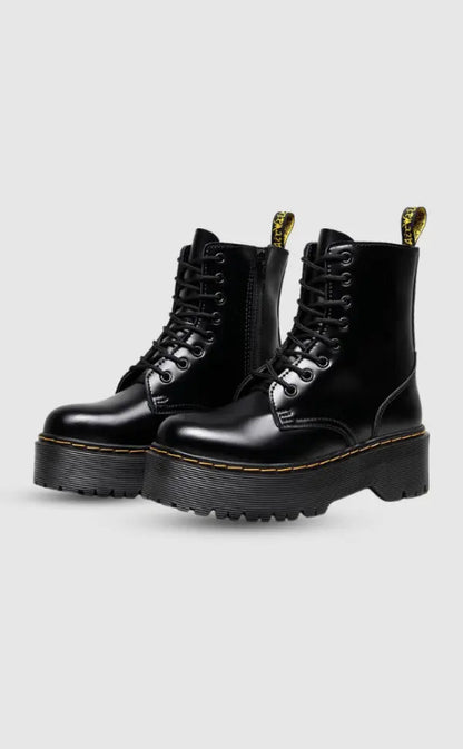 Ella Damen Plateaustiefel Leder Komfort