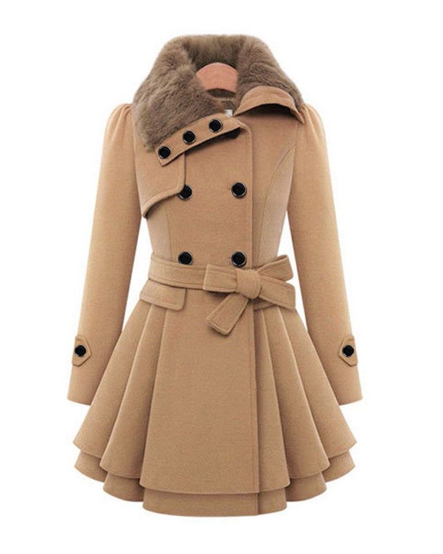 Damen Trenchcoat Wollmix Elegantes Design
