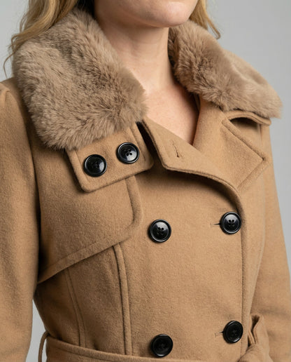 Damen Trenchcoat Wollmix Elegantes Design