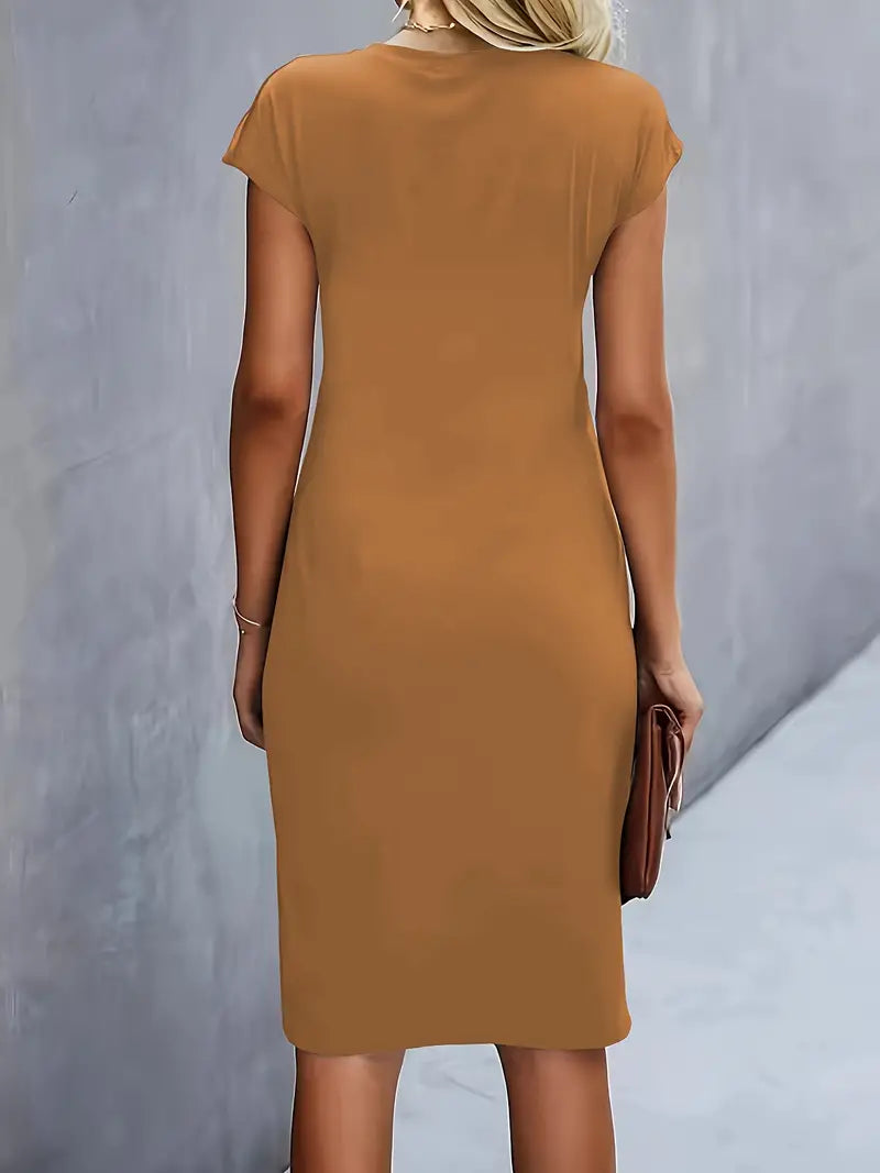 Reilly Damen Midi Kleid mit Vorderknoten