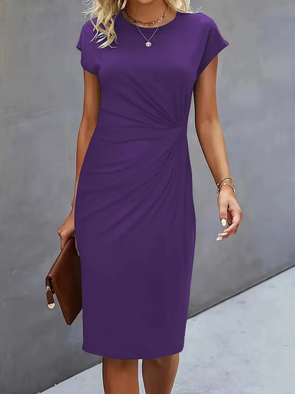 Damen Midi-Kleid Dekorative Schleife Vorne