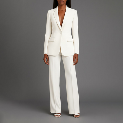 Damen Hosenanzug Taillierter Blazer Zeitlos Schwarz - Norvielle