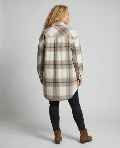 Damen Karierter Mantel Elegantes Herrenstoff