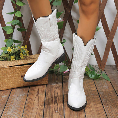 Damen Cowboystiefel Weiß Norvielle