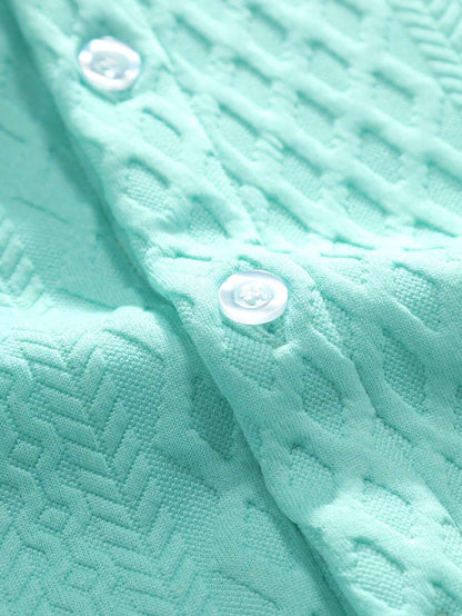 Herren Set 3D-Waffelstruktur Hemd Shorts