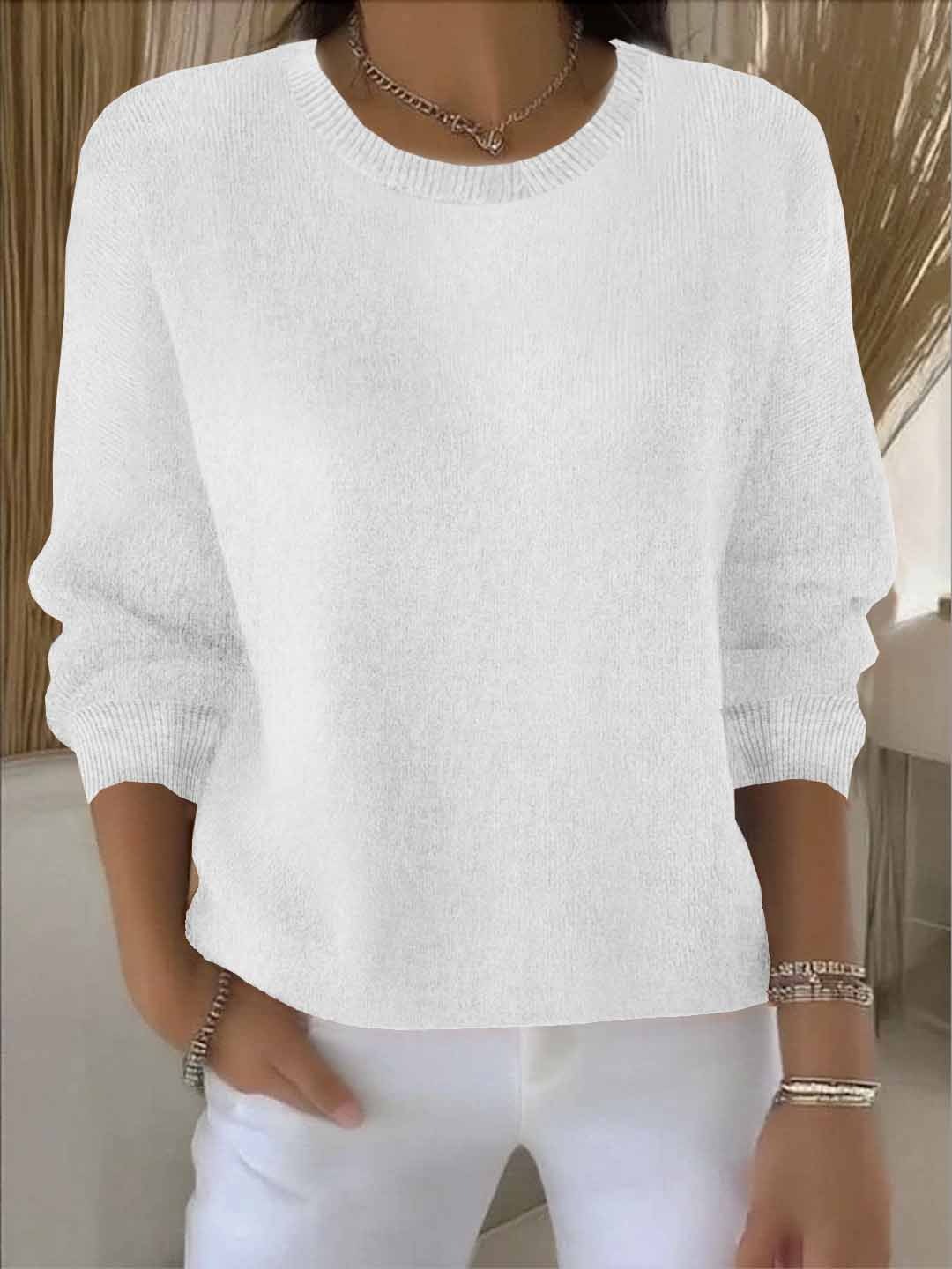 Damen Strickpullover Winter Baumwolle Weich Beige