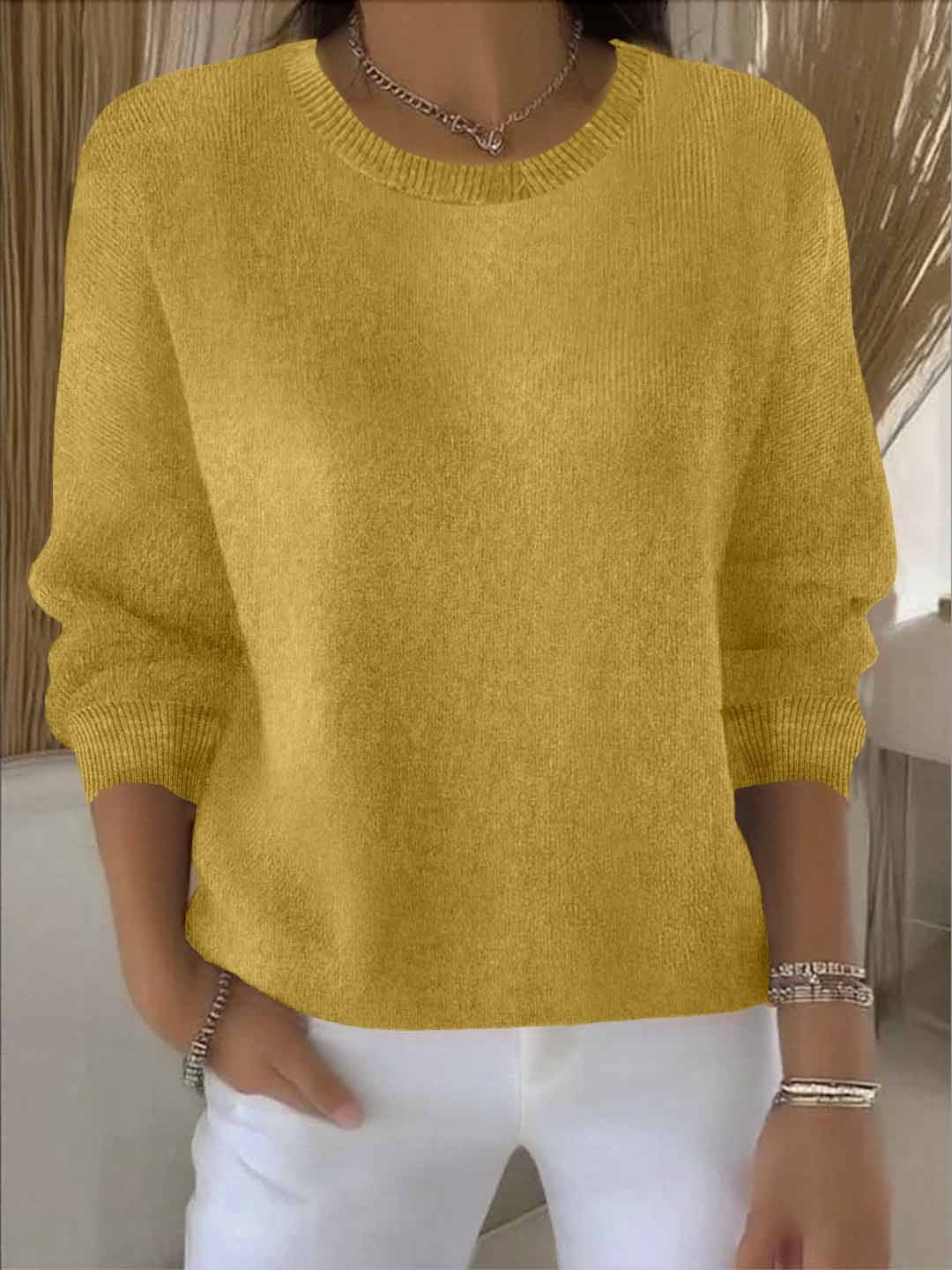 Damen Strickpullover Winter Baumwolle Weich Beige - Norvielle