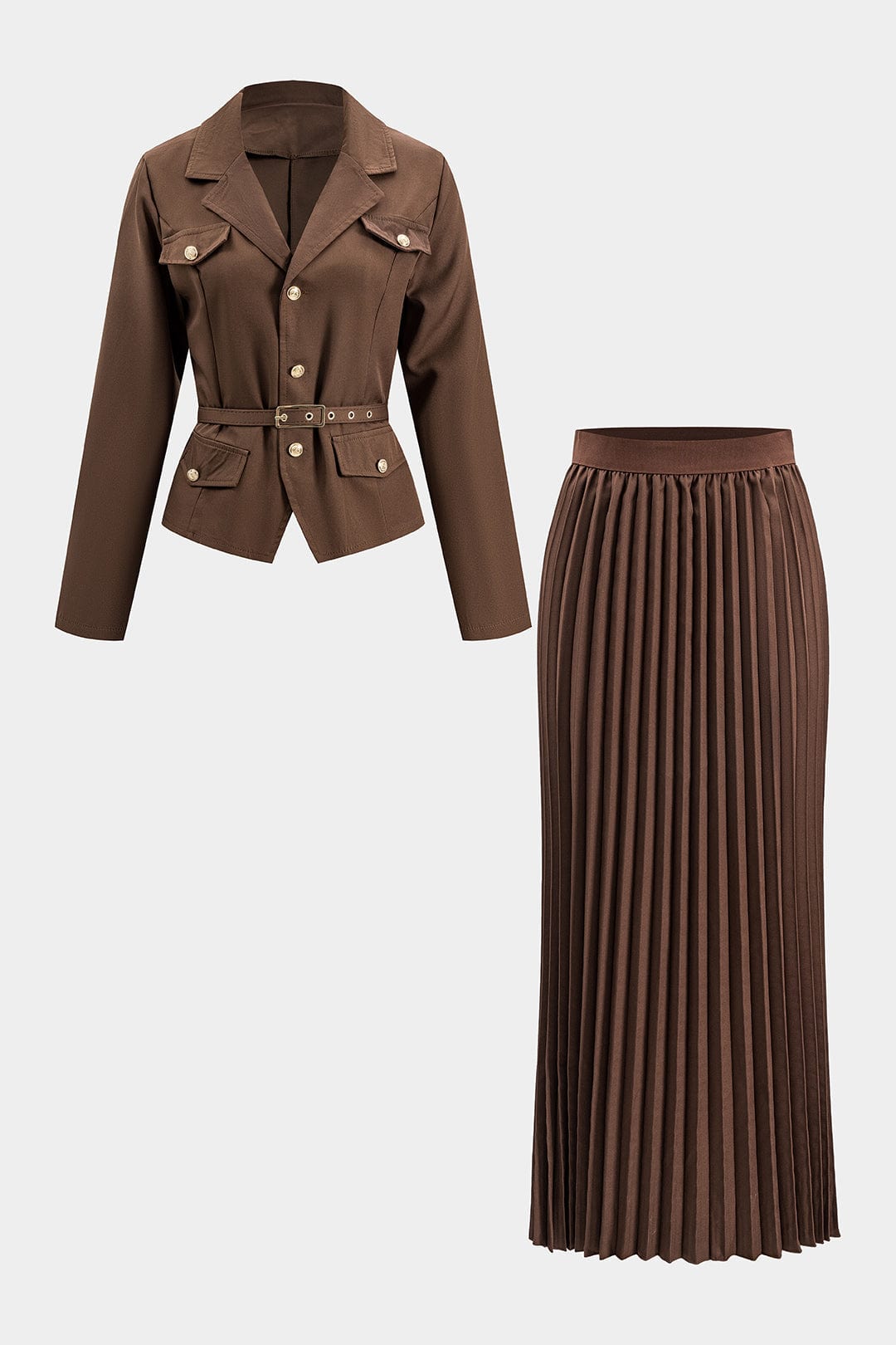 Damen Blazer-Set Plisseerock Elegantes - Norvielle