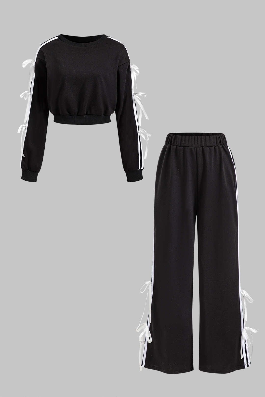Damen Zweiteiler-Set Sportlich Schleifen-Detail - Norvielle