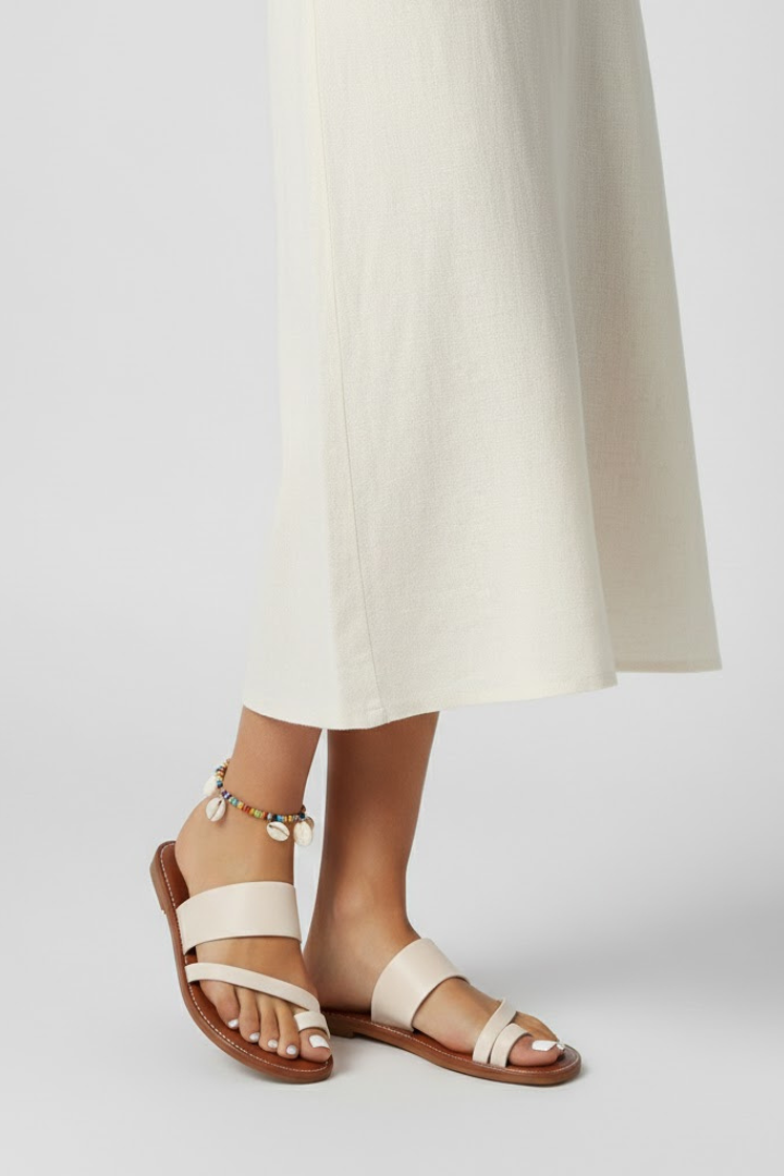 Damen Slip-On-Sandalen Schnallenriemen