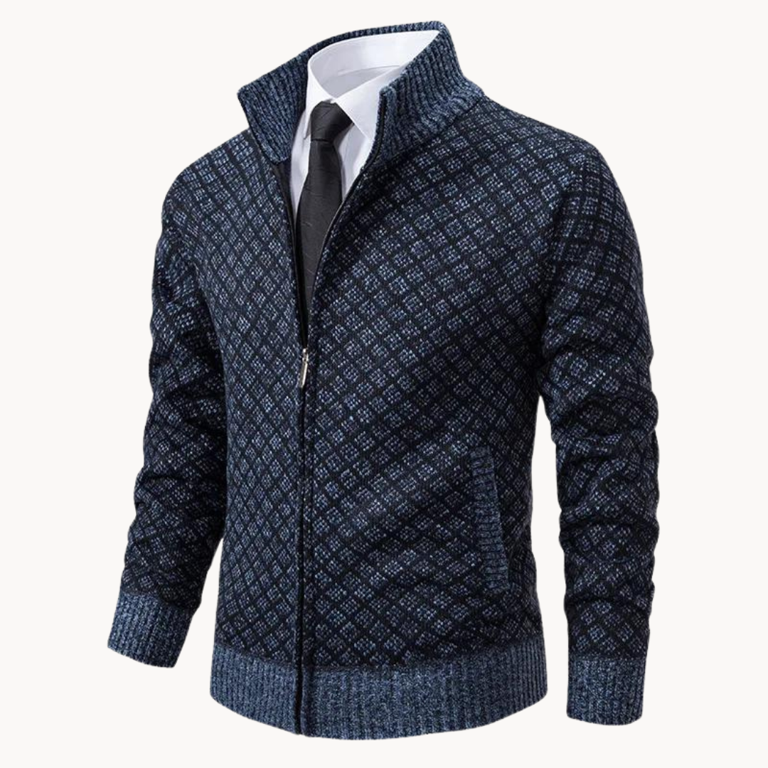 Herren Pullover Reißverschluss Gerippter Kragen Struktur