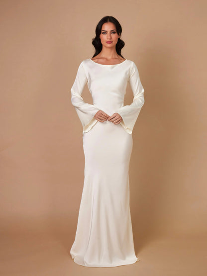 Damen Abendkleid Maxikleid Figurbetont Lange Ärmel